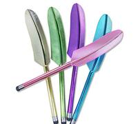 Lnbei penna capacitiva Aesthetic Feather design,5 confezione rosa viola verde azzurro oro per Kindle Touch iPad, iPhone, Samsung S5 S6 S7 Edge S8 Plus note e altri schermi touch