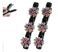 LNBLAKBXBD Fermagli per capelli intrecciati con pietra di cristallo scintillante, clip per capelli intrecciate da donna (fiore C)