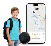 Lncooon Mini Localizzatore GPS Personale per Bambini Anziani Cani Zaino Mini Localizzatore GPS Portatile per Auto Con Cordino, Clip Posteriore, Pulsante SOS, Abbonamento Necessario per iOS Google