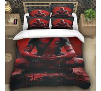 LNDVBEUDK 3D Con Stampa Di Deadpool Set Di Biancheria Da Letto 2 Pezzi Copripiumino Con Cerniera E Federe Per Ragazzi E Ragazze,coppie,camera Da Letto,decorazione Single(135x200cm)