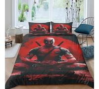 LNDVBEUDK 3D Con Stampa Di Deadpool Set Di Biancheria Da Letto Con 3 Pezzi Copripiumino Con Chiusura A Cerniera Per Ragazzi E Ragazze,coppie,camera Da Letto,decorazione King(220x240cm)