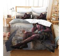 LNDVBEUDK 3D Con Stampa Di Deadpool Set Di Biancheria Da Letto Con 3 Pezzi Copripiumino Con Chiusura A Cerniera Per Ragazzi E Ragazze,coppie,camera Da Letto,decorazione Single(140x200cm)
