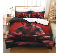 LNDVBEUDK 3D Con Stampa Di Deadpool Set Di Biancheria Da Letto Con 3 Pezzi Copripiumino E Federa Coordinata Per Ragazzi E Ragazze,coppie,camera Da Letto,decorazione Single(140x200cm)