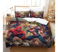 LNDVBEUDK 3D Con Stampa Di The Avengers Biancheria Da Letto 3 Pezzi Copripiumino Con Chiusura A Cerniera Per Ragazzi E Ragazze,coppie,camera Da Letto,decorazione Single（140x200cm）