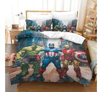 LNDVBEUDK 3D Con Stampa Di The Avengers Biancheria Da Letto 3 Pezzi Set Copripiumino Con Cerniera E Federe Per Ragazzi E Ragazze,coppie,camera Da Letto,decorazione Super King(260x220cm)