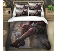 LNDVBEUDK Stampa 3D Deadpool Biancheria Da Letto 2 Pezzi Copripiumino Con Cerniera E Federe Per Ragazzi E Ragazze,coppie,camera Da Letto,decorazione Single(135x200cm)