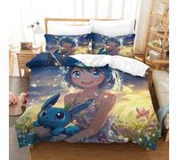 LNDVBEUDK Stampa 3D Stitch Set Di Biancheria Da Letto 3 Pezzi Copripiumino Con Cerniera E Federe Per Ragazzi E Ragazze,coppie,camera Da Letto,decorazione Double（200x200cm）