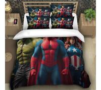 LNDVBEUDK Stampa 3D The Avengers Set Di Biancheria Da Letto 2 Pezzi Set Copripiumino Con Cerniera E Federe Per Ragazzi E Ragazze,coppie,camera Da Letto,decorazione Single(135x200cm)