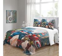 LNDVBEUDK Stampa 3D The Avengers Set Di Biancheria Da Letto Con 3 Pezzi Set Copripiumino Con Chiusura A Cerniera Per Ragazzi E Ragazze,coppie,camera Da Letto,decorazione Double(200x200cm)