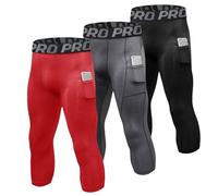 LNFINTDO Confezione da 2 collant da uomo a compressione 3/4 con Pokects Cool Dry Running Leggings Sport Palestra Ciclismo Allenamento Capri Pantaloni