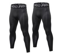 LNFINTDO Leggings a compressione da uomo, confezione da 2, per corsa | 90% poliestere 10% elastan, maglia 210 g/m², elasticizzato in 4 direzioni, asciugatura rapida, collant, cuciture piatte