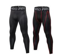LNFINTDO Leggings a compressione da uomo, confezione da 2, per corsa | 90% poliestere 10% elastan, maglia 210 g/m², elasticizzato in 4 direzioni, asciugatura rapida, collant, cuciture piatte