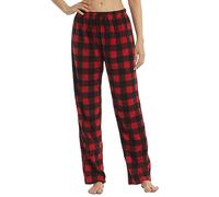LNFINTDO Pantaloni da pigiama da donna in pile Buffalo Plaid Pj Pantaloni morbidi con coulisse Lounge Sleepwear per le signore, Plaid rosso nero (una confezione), S