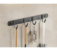 LNGFSH 2 Pezzi Porta Utensili da Cucina, Barra Portautensili in Acciaio Inossidabile con Gancio, Porta Mestoli per Gadget, Pentola, Mestolo (Nero, 28cm)