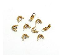 LNHBZ 100 pezzi/lotto in acciaio inossidabile placcato oro, chiusura a cricchetto, perline terminali per braccialetti, collane, catene, fai da te, creazione di gioielli - 3,2 x 6,3,0 mm, 100 pezzi