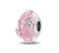 LNHBZ 2025classic 925 Sterling Silver Flower Leaf Cosmic Rainbow Murano Glass Charms Perline Adatto Bracciale Gioielli da Donna -XAC697