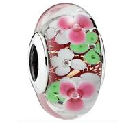 LNHBZ 2025classic 925 Sterling Silver Flower Leaf Cosmic Rainbow Murano Glass Charms Perline Adatto Bracciale Gioielli da Donna -AMC012287