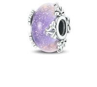 LNHBZ 2025classic 925 Sterling Silver Flower Leaf Cosmic Rainbow Murano Glass Charms Perline Adatto Bracciale Gioielli da Donna -XAC661