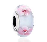 LNHBZ 2025classic 925 Sterling Silver Flower Leaf Cosmic Rainbow Murano Glass Charms Perline Adatto Bracciale Gioielli da Donna -AMC013065