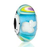 LNHBZ 2025classic 925 Sterling Silver Flower Leaf Cosmic Rainbow Murano Glass Charms Perline Adatto Bracciale Gioielli da Donna -AMC0258