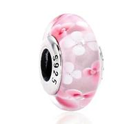 LNHBZ 2025classic 925 Sterling Silver Flower Leaf Cosmic Rainbow Murano Glass Charms Perline Adatto Bracciale Gioielli da Donna -AMC013066