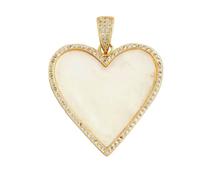 LNHBZ Ciondolo a forma di cuore rotondo in madreperla naturale, elegante e alla moda, in agata e malachite, accessorio per collana fai da te M30-M300012M1-Shell
