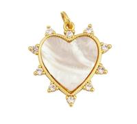 LNHBZ Ciondolo a forma di cuore rotondo in madreperla naturale, elegante e alla moda, in agata e malachite, accessorio per collana fai da te M30-M309847M1-Shell