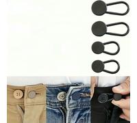 LNHBZ Confezione da 4/12 estensori per pantaloni senza cuciture, facili da regolare, estensori regolabili per bottoni dei pantaloni, aggiungono 1-1,4 pollici unisex in cachi/blu/nero - 4 pezzi neri
