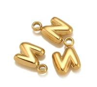 LNHBZ pezzi/lotto mini ciondoli con lettere dell'alfabeto a palloncino per realizzare collane e braccialetti in acciaio inossidabile, piccole lettere inglesi a forma di bolla - N-XIAO