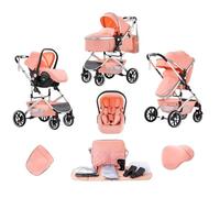 Lnhcrbs Passeggino 3 in 1,Passeggino Pieghevole Rapido con Un Solo Clic,Passeggino Reversibile Alto con Cesta per la Nanna Allargata,Passeggino Reversibile è Bloccabile Sulle Ruote Anteriori(Rosa)
