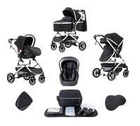 Lnhcrbs Passeggino 3 in 1,Passeggino Pieghevole Rapido con Un Solo Clic,Passeggino Reversibile Alto con Cesta per la Nanna Allargata,Passeggino Reversibile è Bloccabile Sulle Ruote Anteriori(Nero)