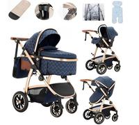Lnhcrbs Passeggino 3 in 1,Passeggino Trio Dotato Di Maniglia Regolabile in Altezza e Set Di Seggiolini Auto,Passeggino Leggero Viene Fornito Anche Con Una Rete Anti-Zanzare e Una Borsa Esclusiva Mamma