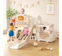 Lnhcrbs Scivolo, Scivolo per Bambini con Scala per Arrampicarsi, Canestro da Basket, Locomotiva, Binocolo, Tromba, Lo Scivolo è Adatto Sia per l'Uso All'Aperto Che Al Chiuso, per 1 Anno e Oltre