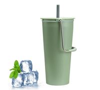 Lnhgh Bottiglia di acqua isolata, di paglia isolata - da bere calda e fredda, isolata in acciaio inossidabile da 600 ml, da viaggio a doppia parete per auto