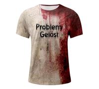 Lnhgh Camicia di sangue risolta problema, Tee-Shirt risolto problemi Sanguinante, Io Vado Bien Bloody Men Maglietta casual con collo rotondo, Camicia sanguinante Horror Camicie di Halloween per gli