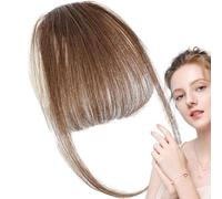 Lnhgh Capelli veri clip in pony, capelli umani clip bang clip, clip frangia francese, frange artificiali, frange di colore naturale, extension per capelli eleganti con frangia ordinata per ragazze