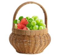 Lnhgh Cesto Porta Pane | Ceste Portatili Intrecciate con Manici per Servire e Conservare,Cesto Decorativo Rotondo in Rattan Finto per Pane Verdure,Frutta Verdura Servire Tavola Casa Picnic