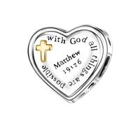 Lnhgh Fascino di cuore per bracciali, fascino del cuore per la produzione di gioielli,Ciondolo di fascino della collana cristiana | Cuore cinturino per gioielli cristiani Crafts, Se référer au