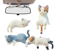 Lnhgh Figure di Gatto, Gatti in miniatura | 4X Gatto Addormentato Personaggio Ornamenti per Auto - Decorazione divertente Monitor del computer, Ornamenti degli Specchietti, Figurine da