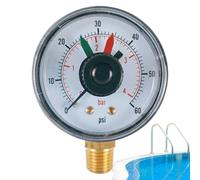 Lnhgh Manometro per Filtro Piscina,Misuratore di Pressione 0-4 Bar per Filtro Acqua | Tester Impermeabile a Doppio Puntatore per Piscina Spa Bacino