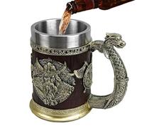 Lnhgh medievale, tazze vichinghe | Boccale da birra in acciaio inossidabile da 600 ml da uomo - da caffè, da bar di whisky, barile antico da uomo per la decorazione di