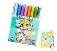 Lnhgh Pennarelli a doppio contorno,Marcatori di contorno | Penne glitterate,Forniture d'arte, set di penne per dipingere per disegnare carte scarabocchiare, fabbricazione di biglietti di Natale,