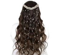 Lnhgh Pettine per capelli con perle - Ornamento per capelli da sposa con frange, ornamento elegante per cerimonia, ballo e ricevimento di festa