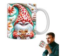 Lnhgh Tazze da caffè a tema Gnomi, di di Natale, gnomi colorati in ceramica con scatole 3D Gnome Cup, da giardino di grande capacità da 350 ml, per mamma, migliore amica,