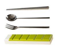 Lnhgh Utensili da viaggio in acciaio inossidabile, set da tavola portatile,Set di posate in acciaio al cioccolato - Utensili creativi con cucchiaio, forchetta, bacchette, stoviglie