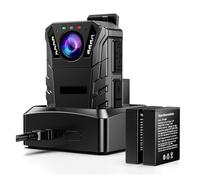 LNHHG Mini telecamera corporea con video KJ09 Mini Body Camera Full HD 1296P Fotocamera montata sul corpo Scheda SD incorporata 64GB IP66 Supporto impermeabile Cam con obiettivo esterno(UK Plug)