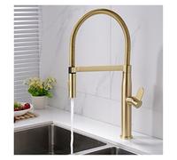 LNHHG Rubinetti in lavandino da Cucina in Ottone pullo Down Spray ugello Miscelatore Tappo Singolo Maniglia a Freddo Rotante a Freddo Oro Spazzolato Oro/Nero Acqua Rubinetto(Brushed Gold)