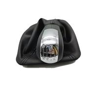 LNHYGTFR Copri pomello Cambio Auto Compatibile con Skoda per Octavia per A5 MK2 2004 2005 2006 2007 2008 2009 2010 Pomello del Cambio con Cappuccio Cromato in Pelle Nera(6s Chrome)