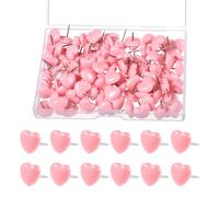 Lnngub 100 puntine a forma di cuore, 1,2 cm, rosa chiaro, a forma di cuore, in plastica, graziose spille decorative per poster, foto, cartoline, bacheche, lavagne di sughero