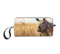 LNNIUK Animal rhino1 - Borsa da toeletta da viaggio con stampa animale, borsa per cosmetici, con cerniera